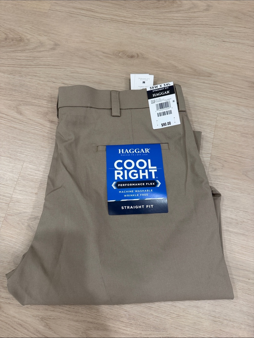 New Haggar 38x34 Straight Fit Khaki-Colored Men’s Dress Pants